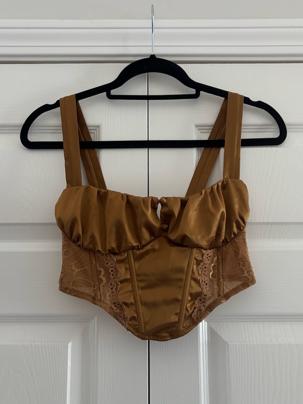 Urban Outfitters Out From Under Chérie Ruched Bustier in Golden Brown